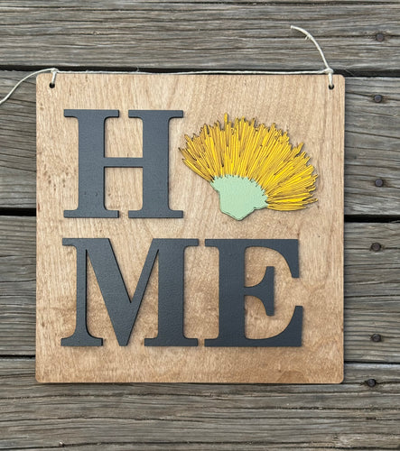 Hanging Home sign with Lehua