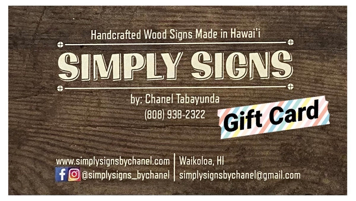E-Gift Card $10 - $100 – Simply Signs By Chanel